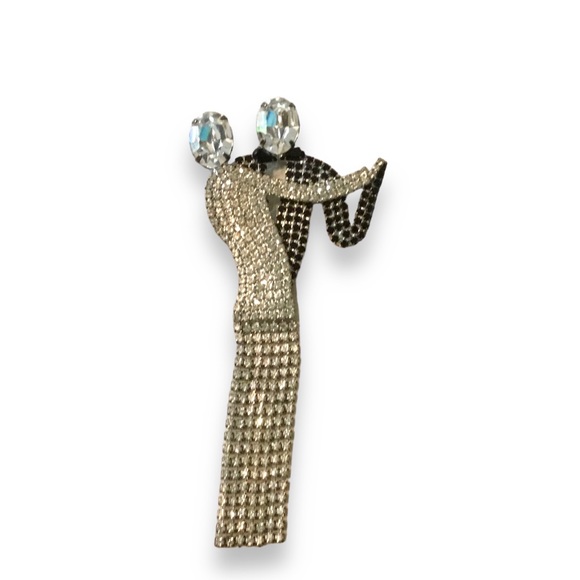 Vintage Dancing Couple Ballroom Figural Rhinestone Brooch